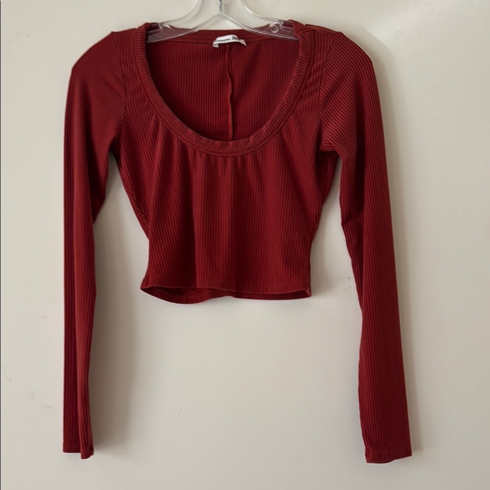 Reformation Red Long Sleeve Crop Top